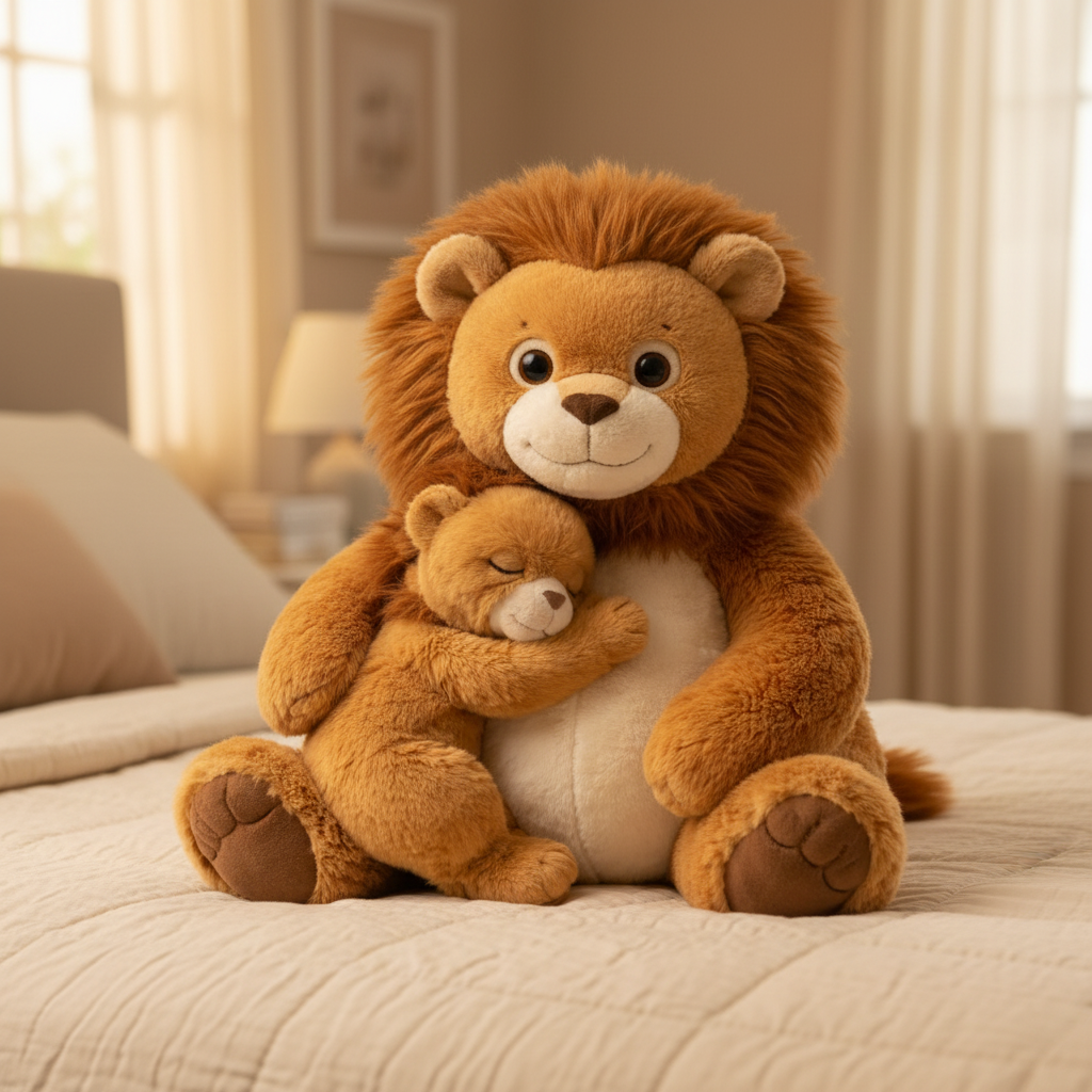 Adorable Mama Lion And Cub Snuggle Plush Toy