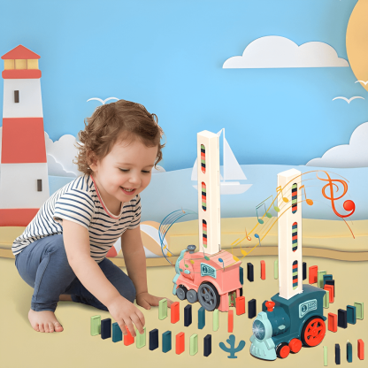 Automatic Domino Train with 60 Blocks