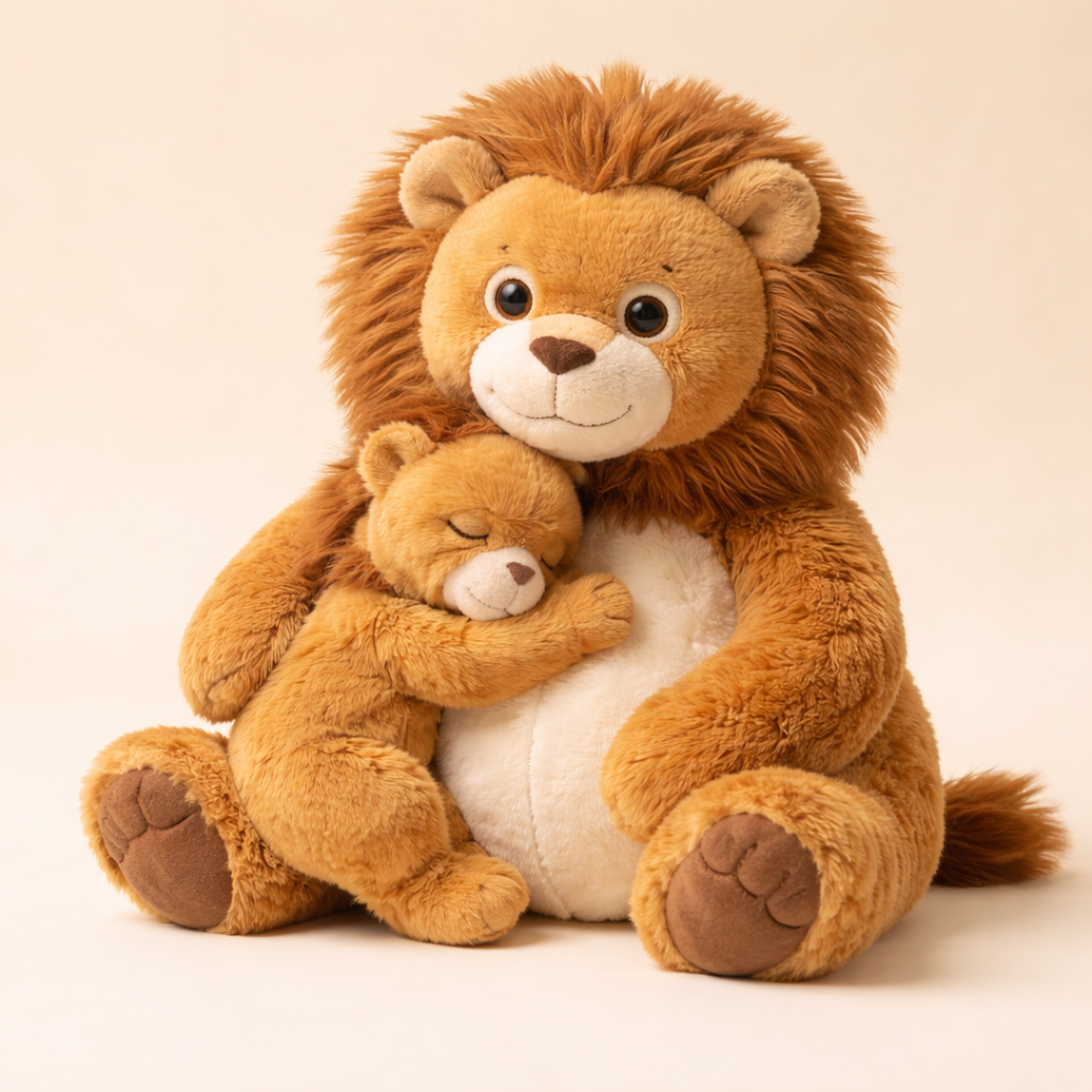 Adorable Mama Lion And Cub Snuggle Plush Toy