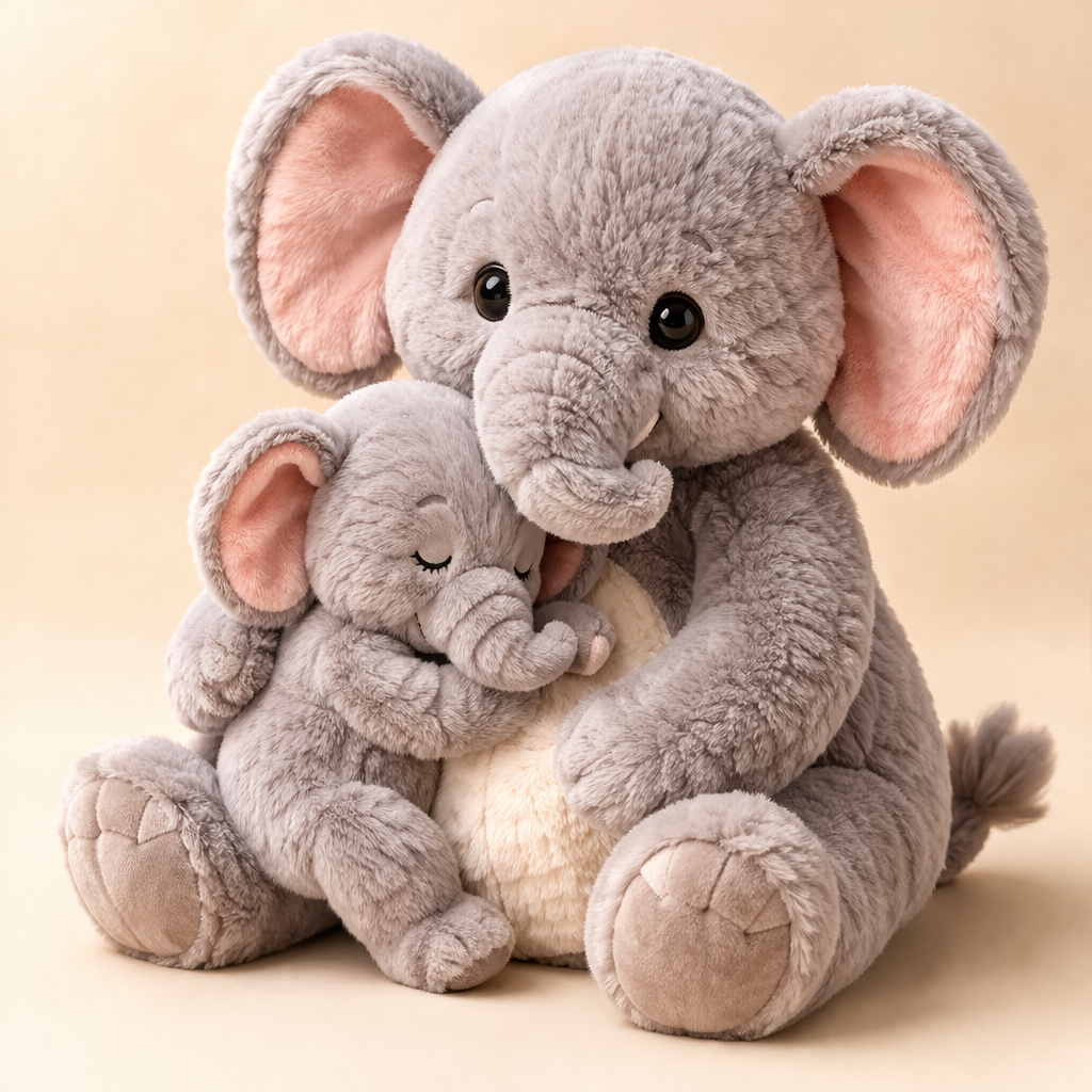 Mama And Calf Elephant Plush Toy