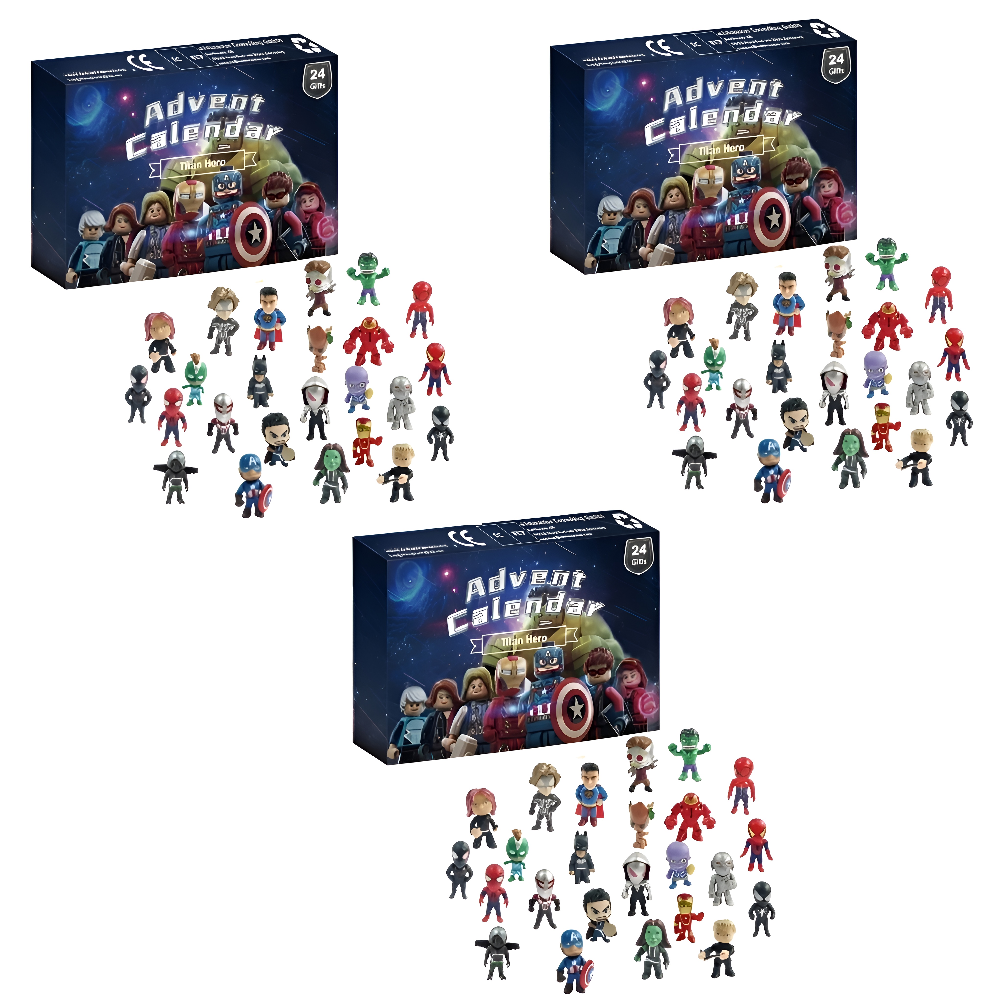 Christmas Countdown Calendar With 24 Superhero Mini Figures Set For Kids 