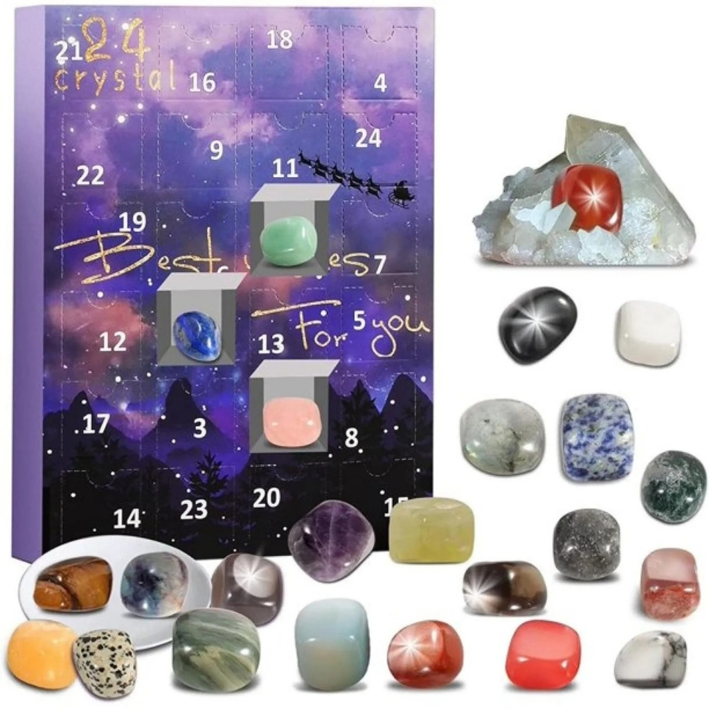Crystal Advent Calendar With 24 Gemstone Surprises For Christmas And Holiday Gift