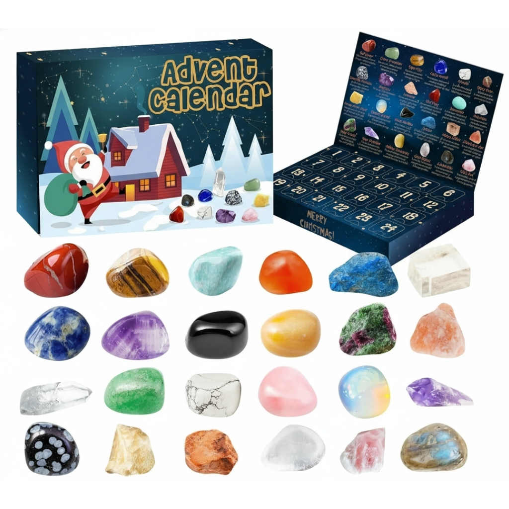 Crystal Advent Calendar With 24 Gemstone Surprises For Christmas And Holiday Gift