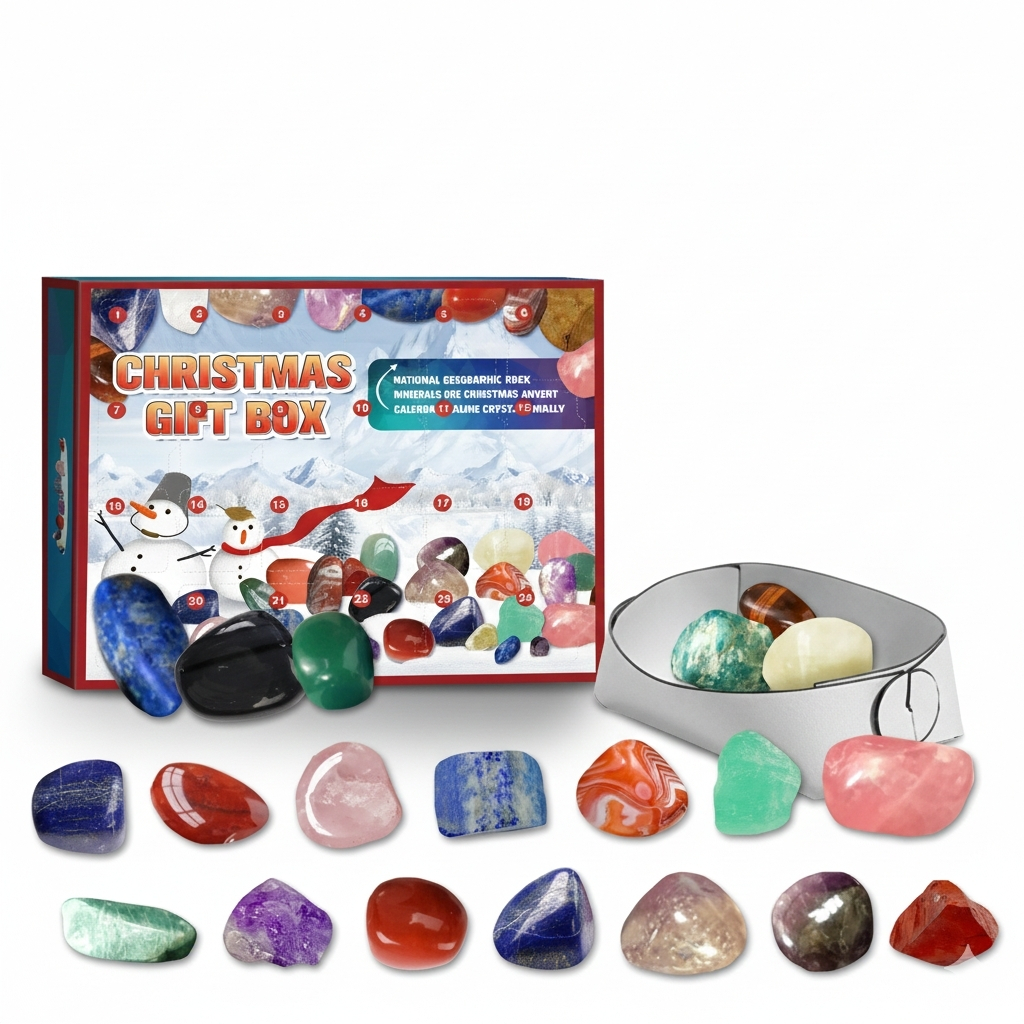 Crystal Advent Calendar With 24 Gemstone Surprises For Christmas And Holiday Gift