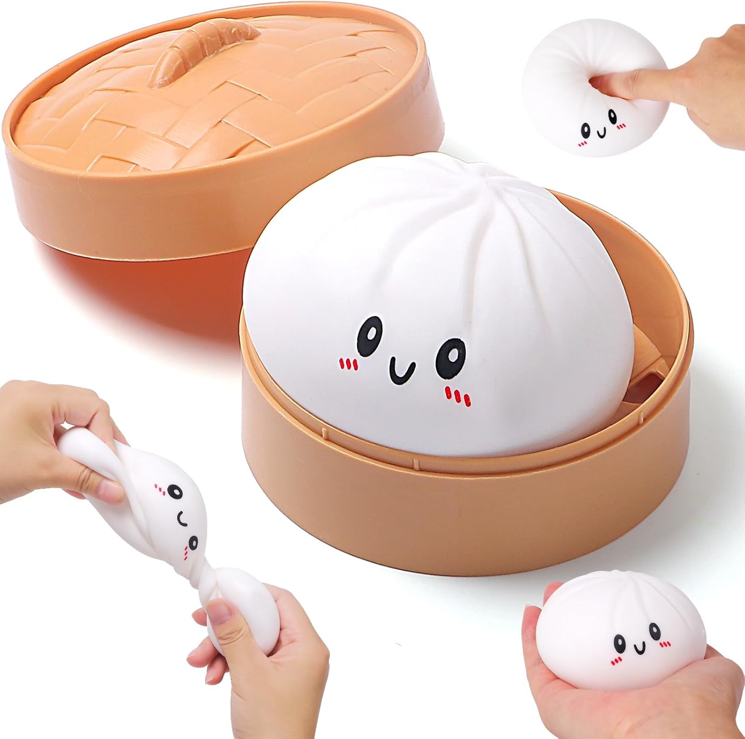 Dumpling Shaped Squishy Dough Ball Toy With Round Case