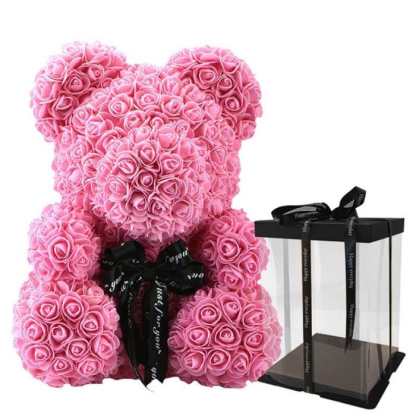 Handcrafted Rose Bear Display Box Decor