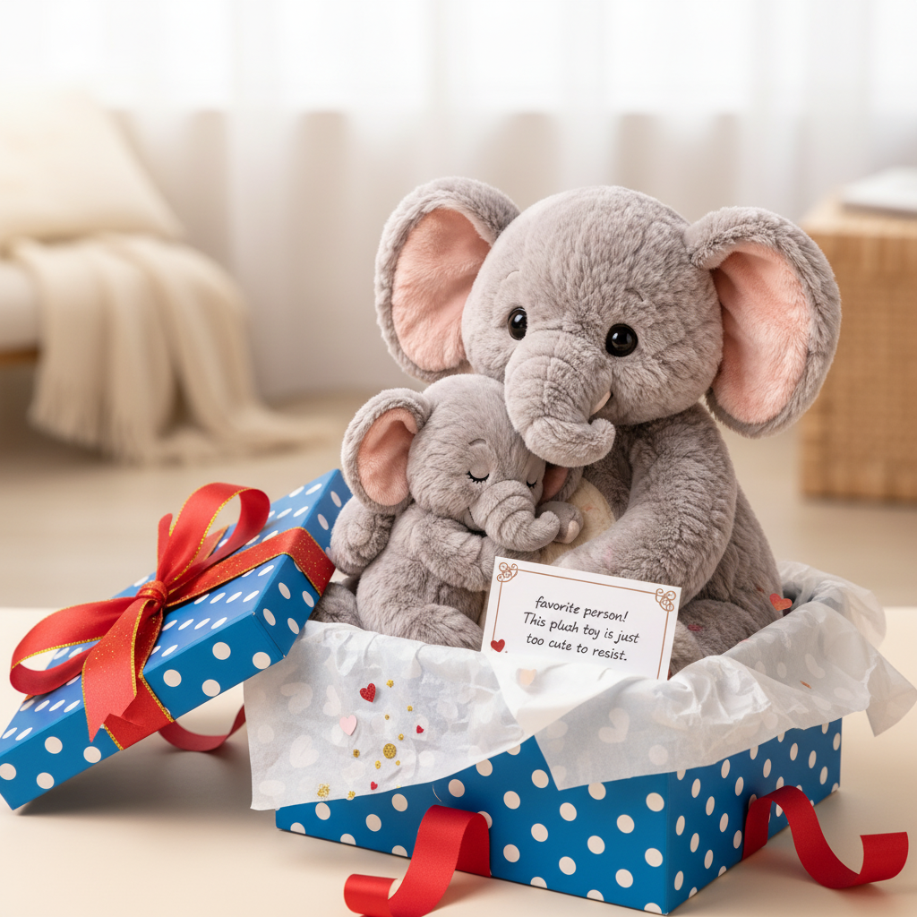 Mama And Calf Elephant Plush Toy