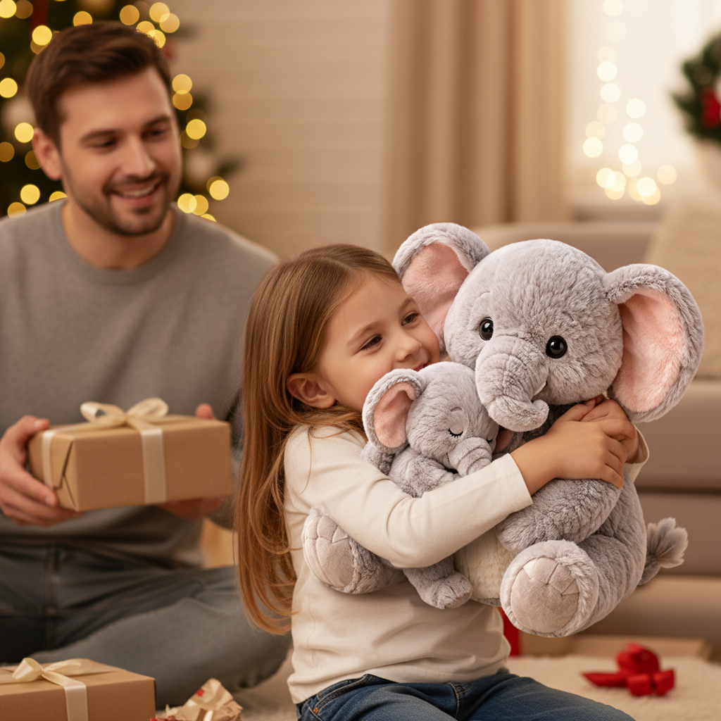 Mama And Calf Elephant Plush Toy