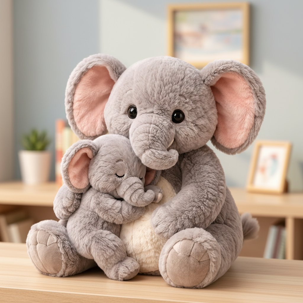 Mama And Calf Elephant Plush Toy