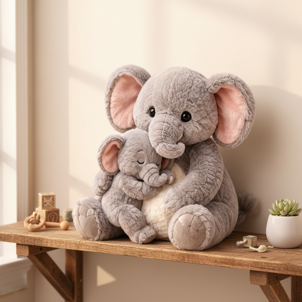 Mama And Calf Elephant Plush Toy