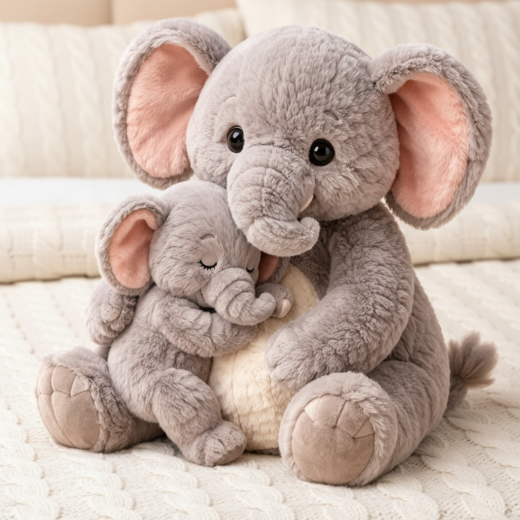 Mama And Calf Elephant Plush Toy
