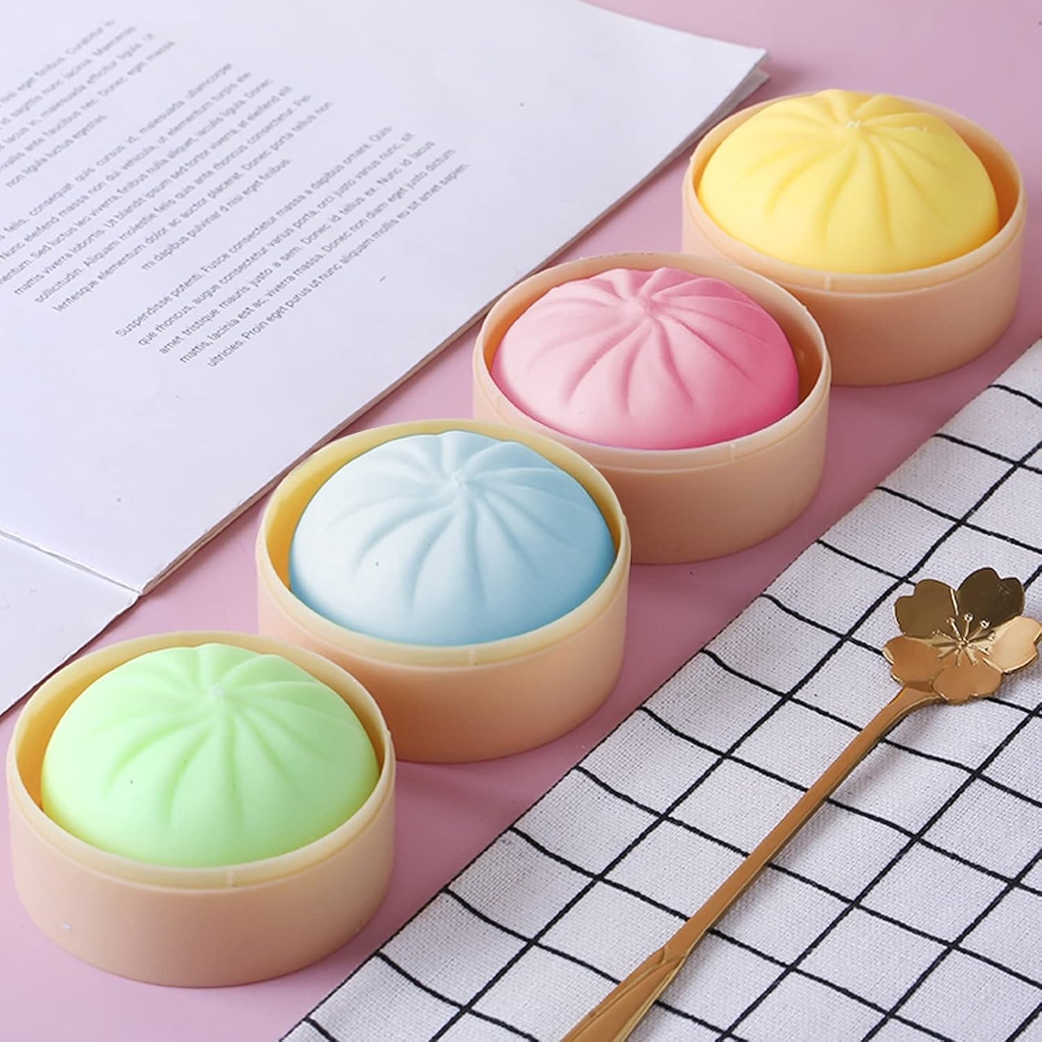 Pack Of 5 Dumpling Squishy Fidget Toy Set With Storage Boxes