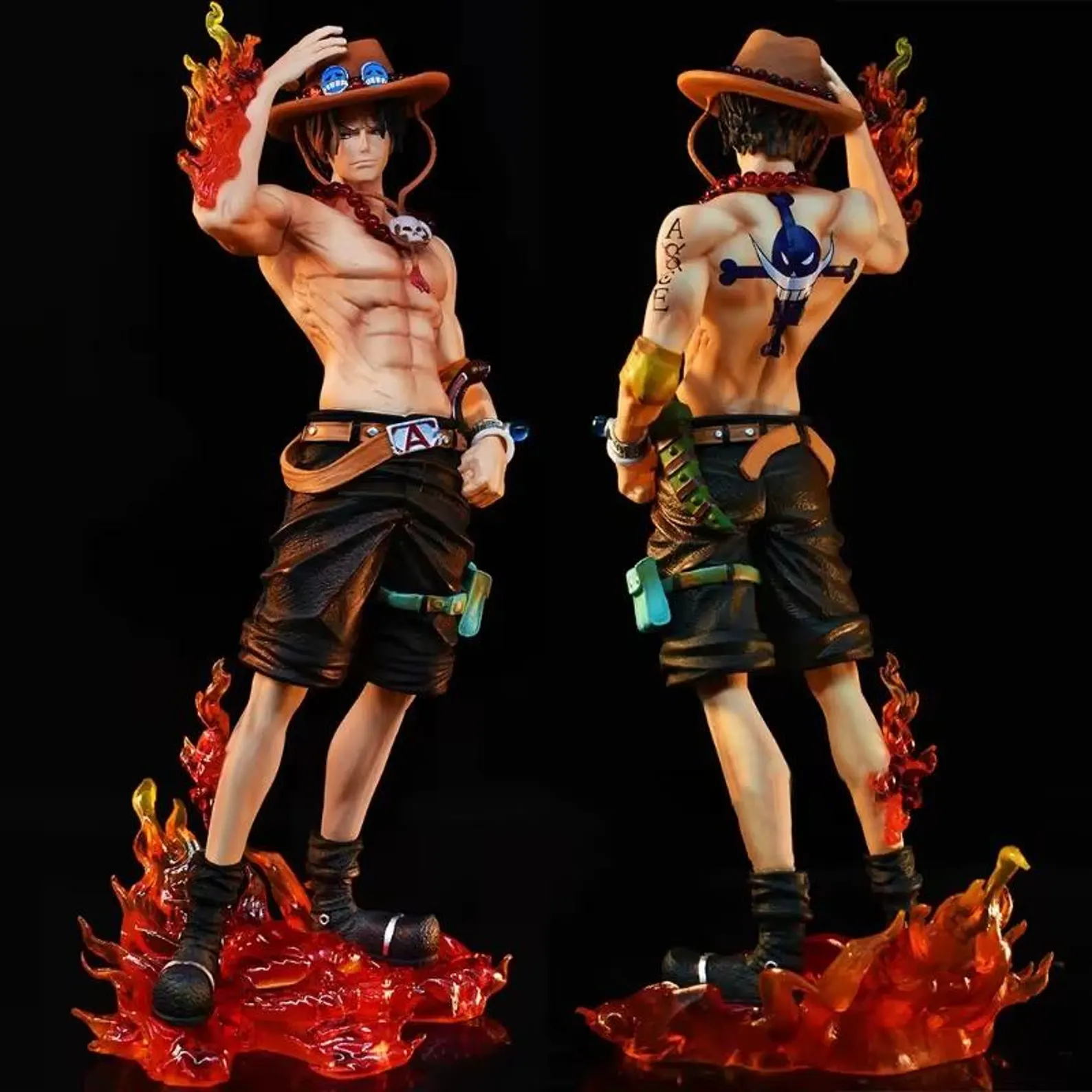 Portgas D Ace One Piece Anime Figure Fire Effect Character Statue Display Model