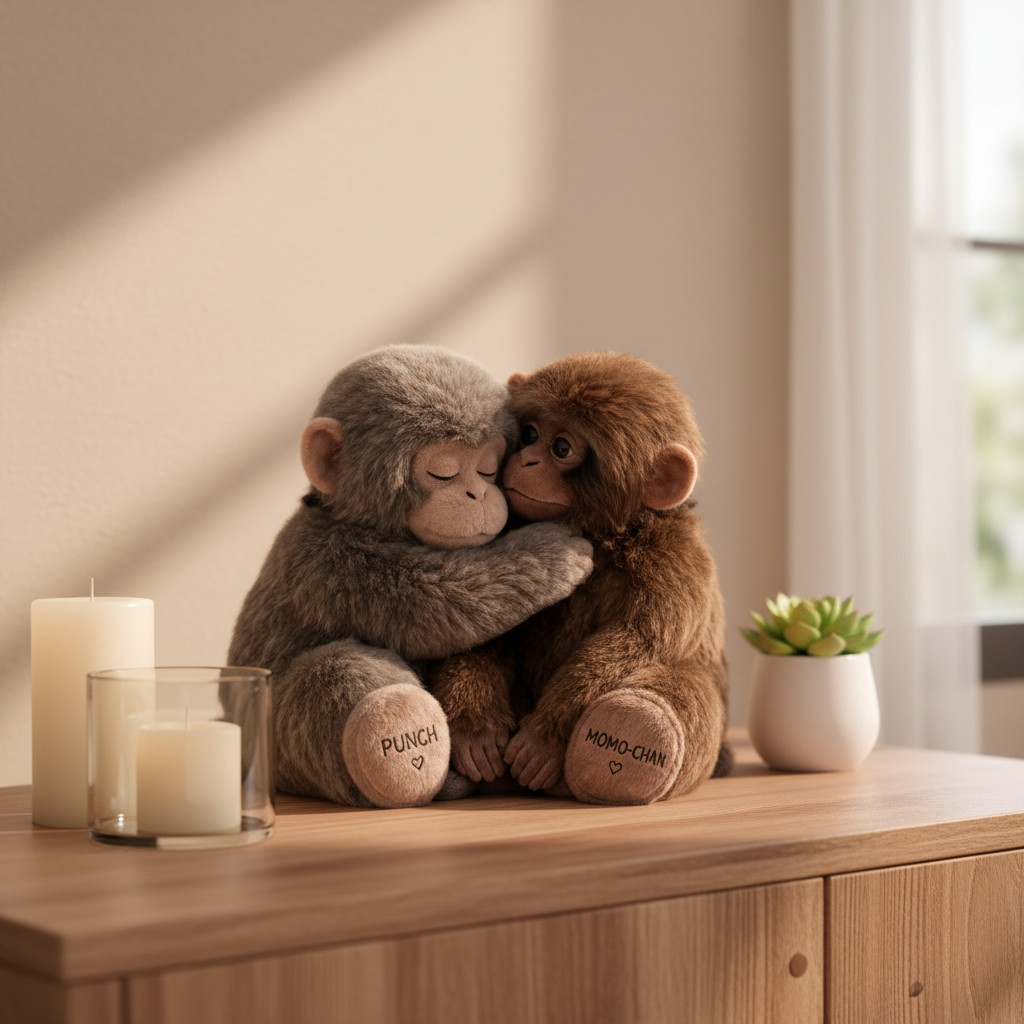 Punch Monkey And Momo Chan Couple Plush Toy