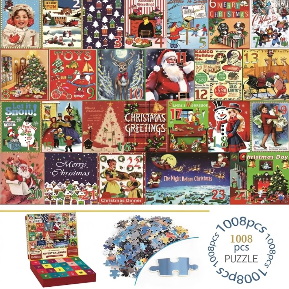 1008 Piece Advent Calendar Jigsaw Puzzle Set for Christmas Countdown
