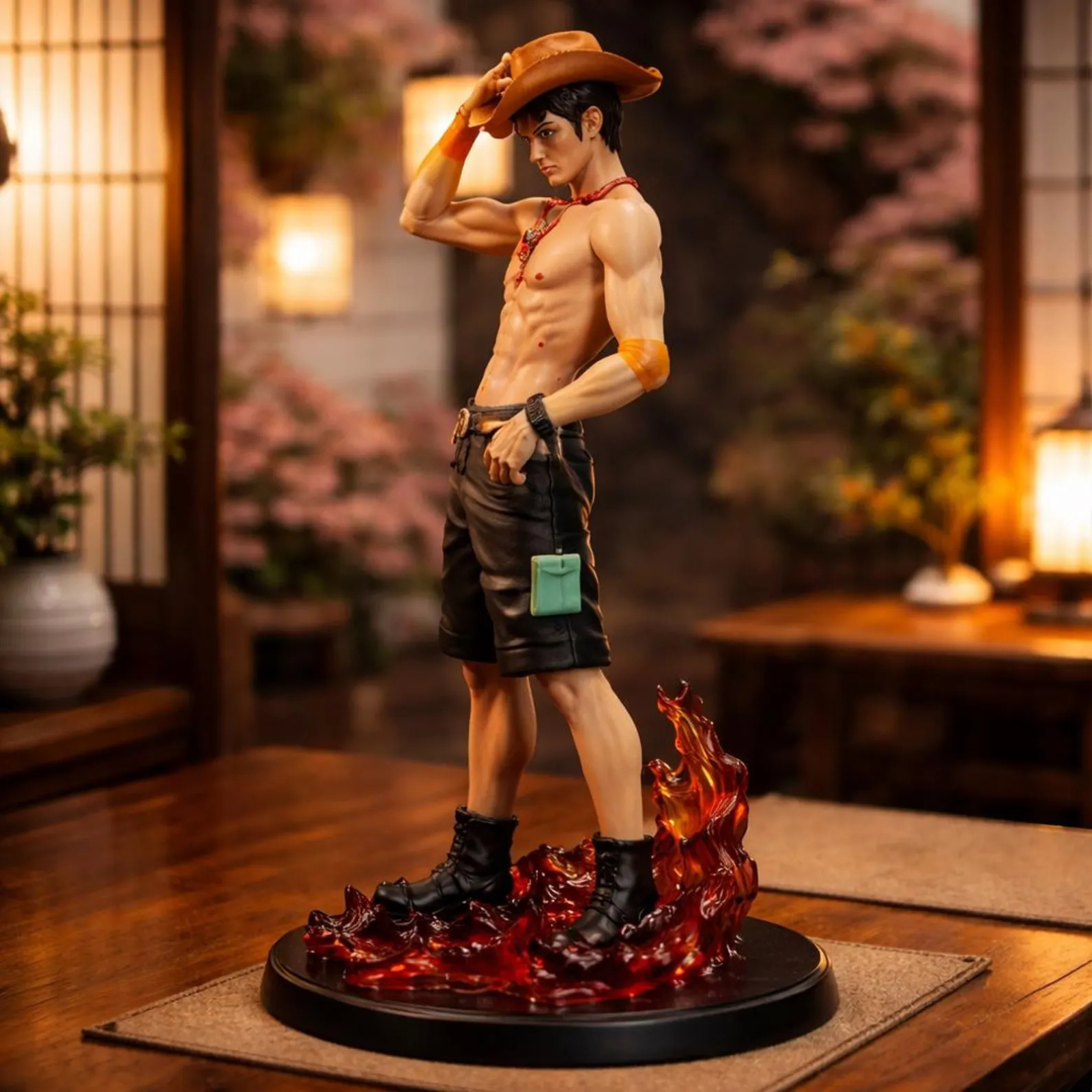Portgas D Ace One Piece Anime Figure Fire Effect Character Statue Display Model