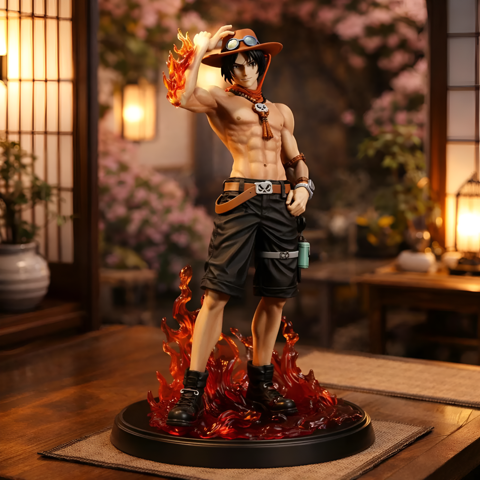 Portgas D Ace One Piece Anime Figure Fire Effect Character Statue Display Model