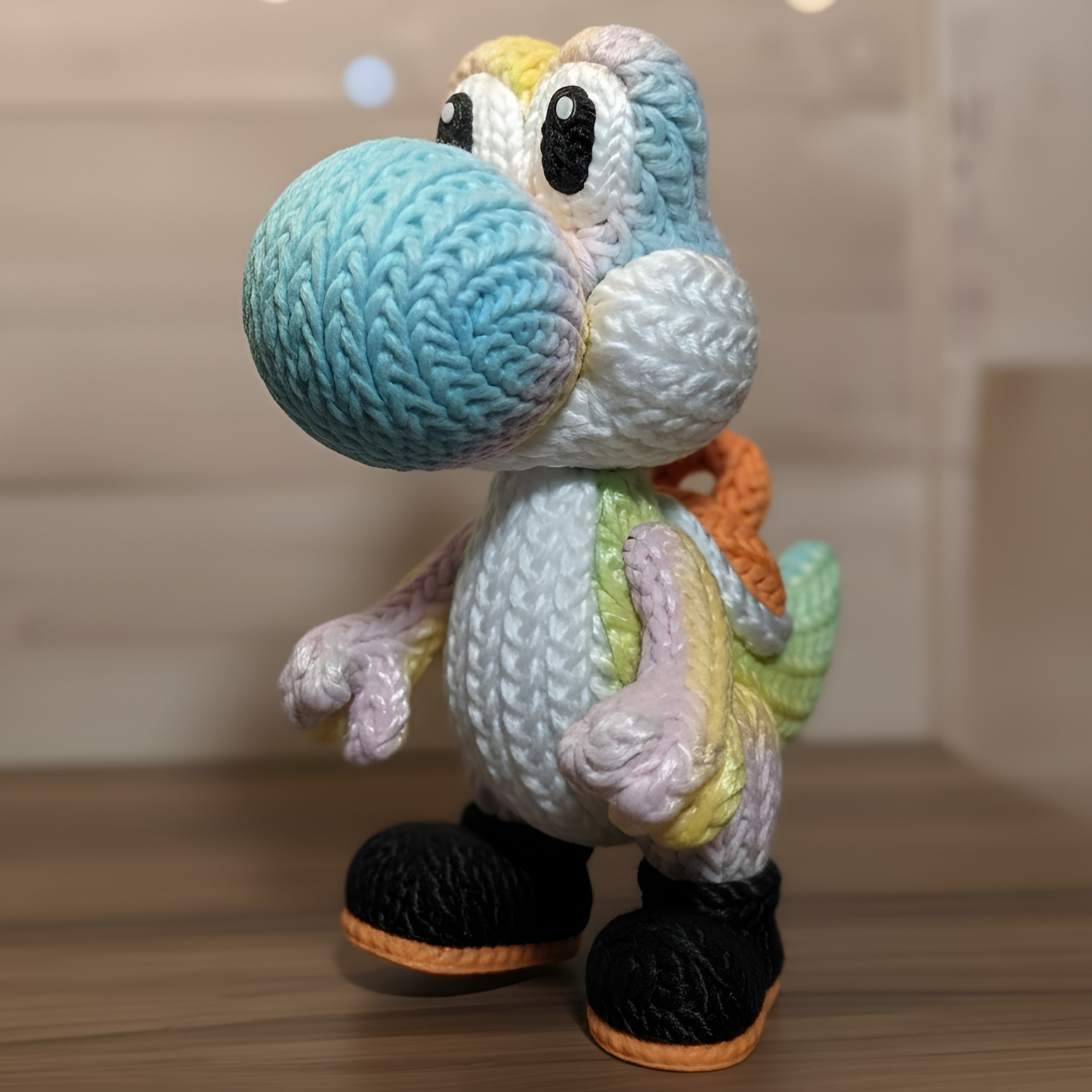 Retro Game Style Plumber And Dinosaur Decorative Statue