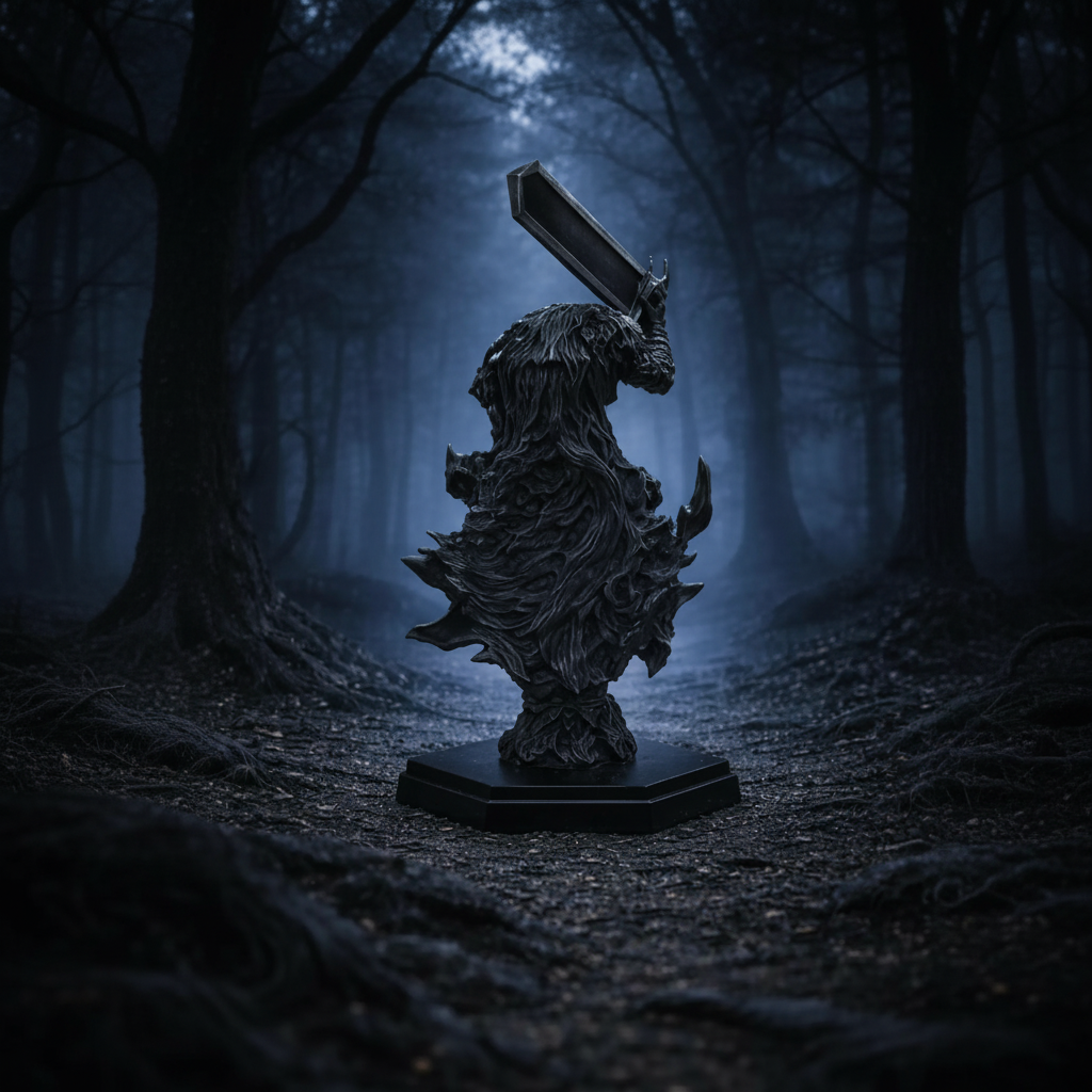 Berserk Dark Knight Guts Statue Anime Sculpture Gothic Fantasy Decor