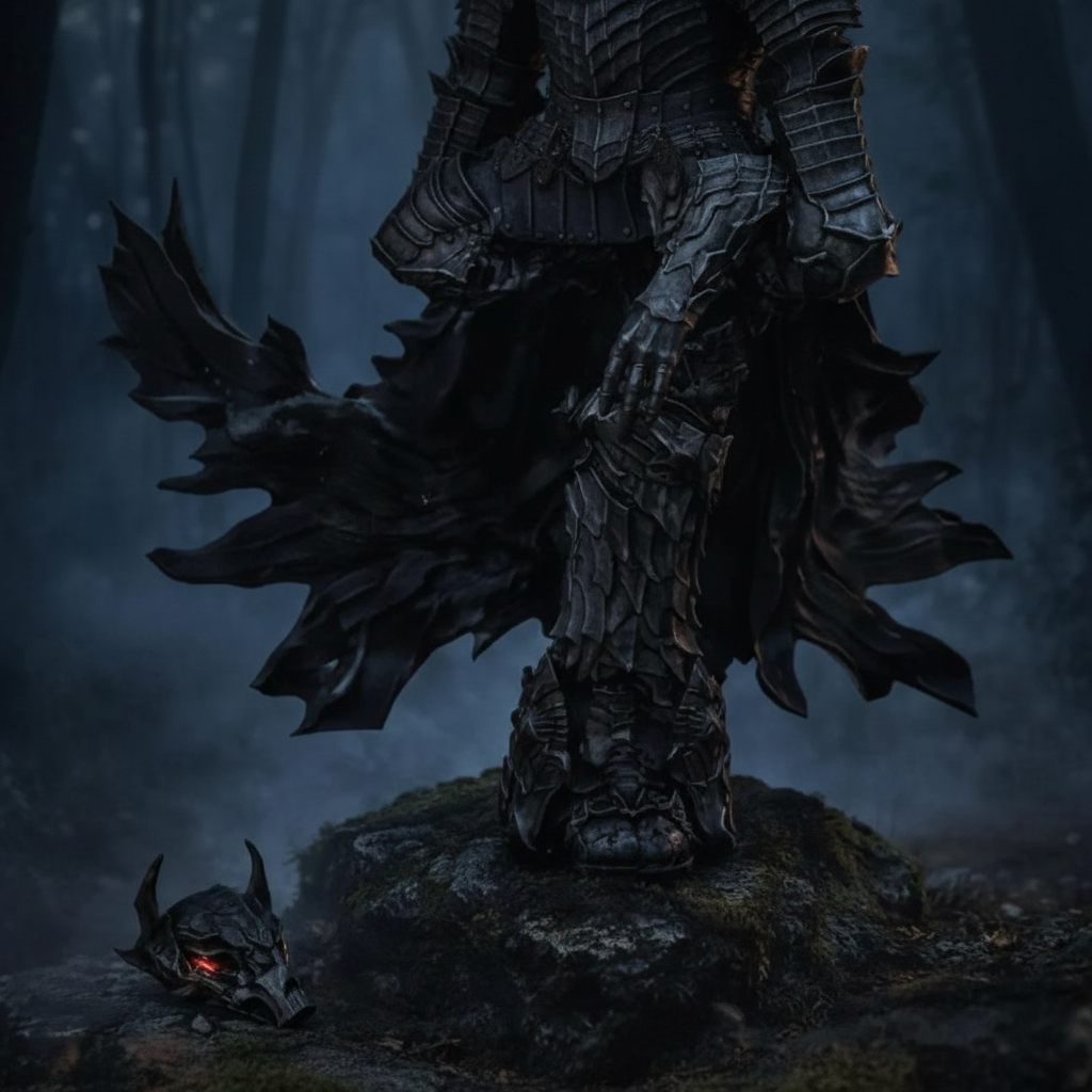 Berserk Dark Knight Guts Statue Anime Sculpture Gothic Fantasy Decor