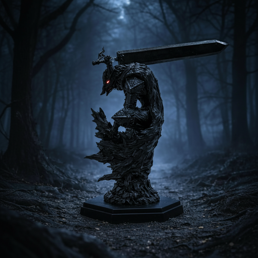 Berserk Dark Knight Guts Statue Anime Sculpture Gothic Fantasy Decor