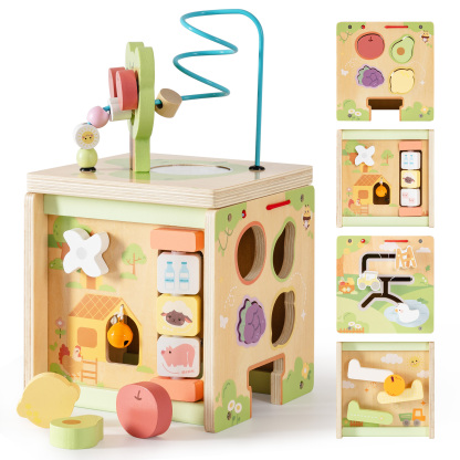 Wooden Activity Cube Little Bear Orchard