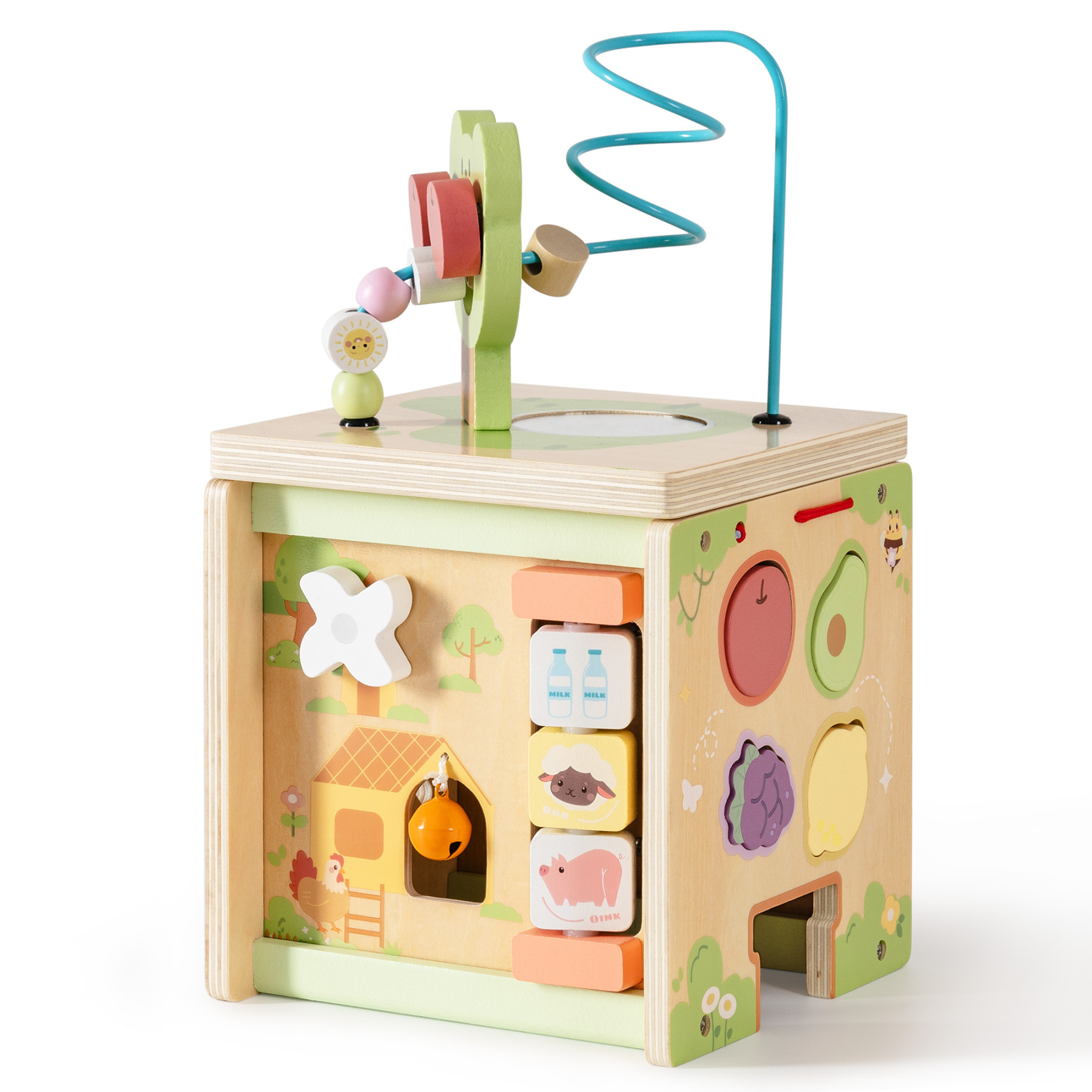 Wooden Activity Cube Little Bear Orchard