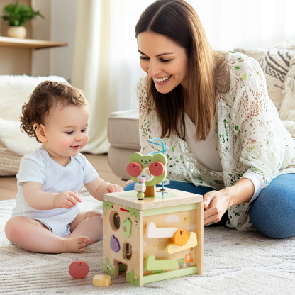 Wooden Activity Cube Little Bear Orchard