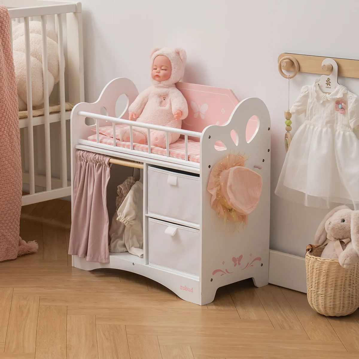 Wooden Baby Doll Crib For Kids