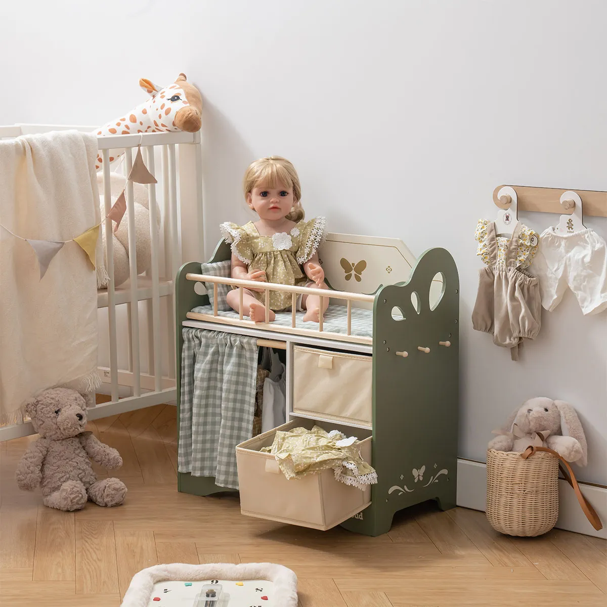 Wooden Baby Doll Crib For Kids