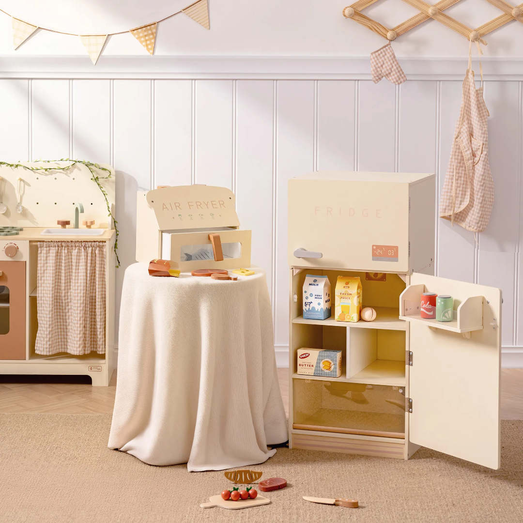 Wooden Kids Play Kitchen Fridge