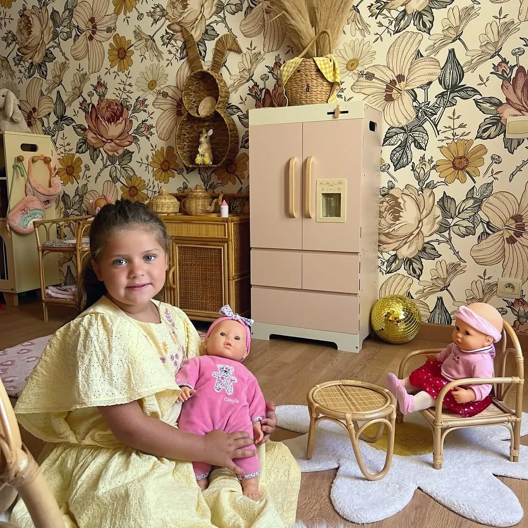 Wooden Pink Refrigerator