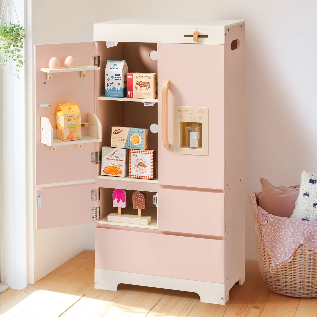 Wooden Pink Refrigerator