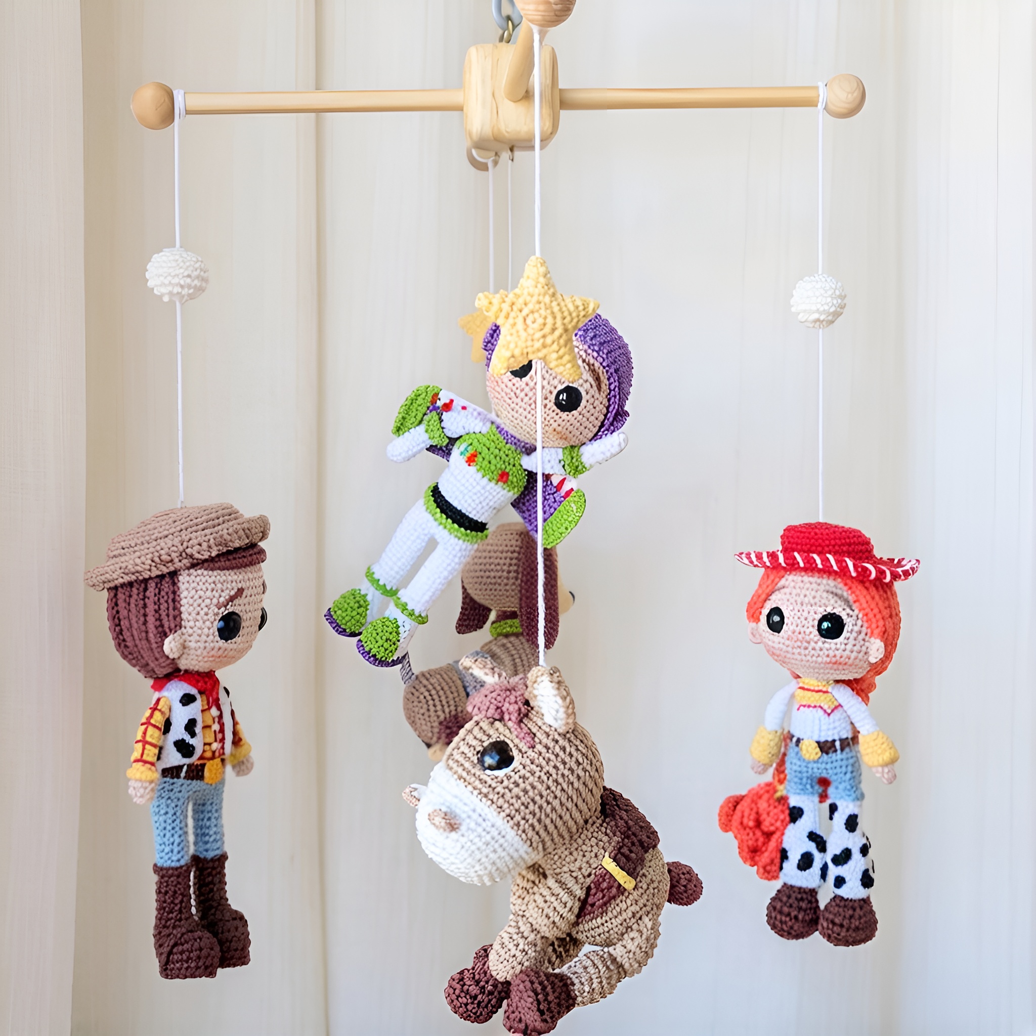 Crochet Character Nursery Mobile Hanging Decoration