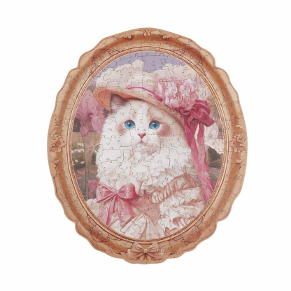Springtime Kitty Portrait Wooden Jigsaw Puzzle