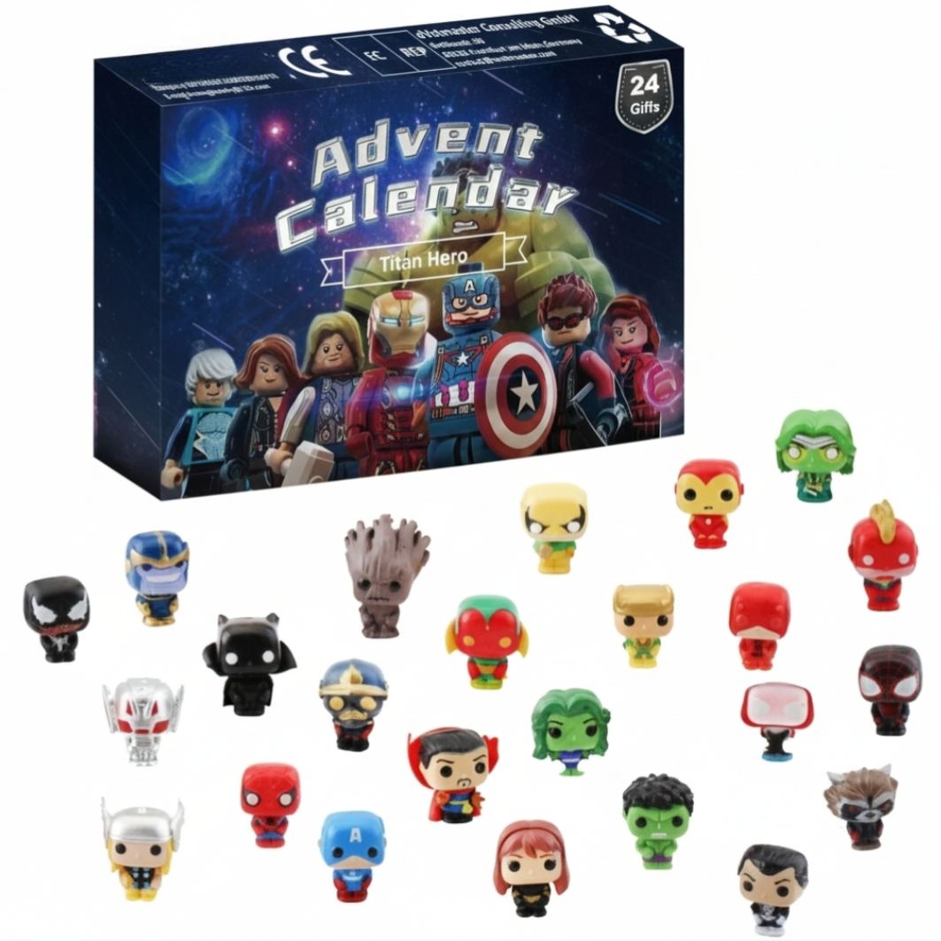 Christmas Countdown Calendar With 24 Superhero Mini Figures For Kids