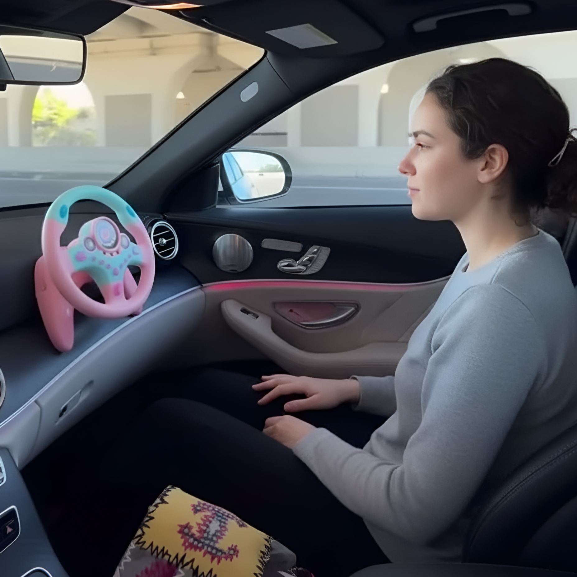 Portable Steering Wheel Toy With Suction Cup And Driving Sounds