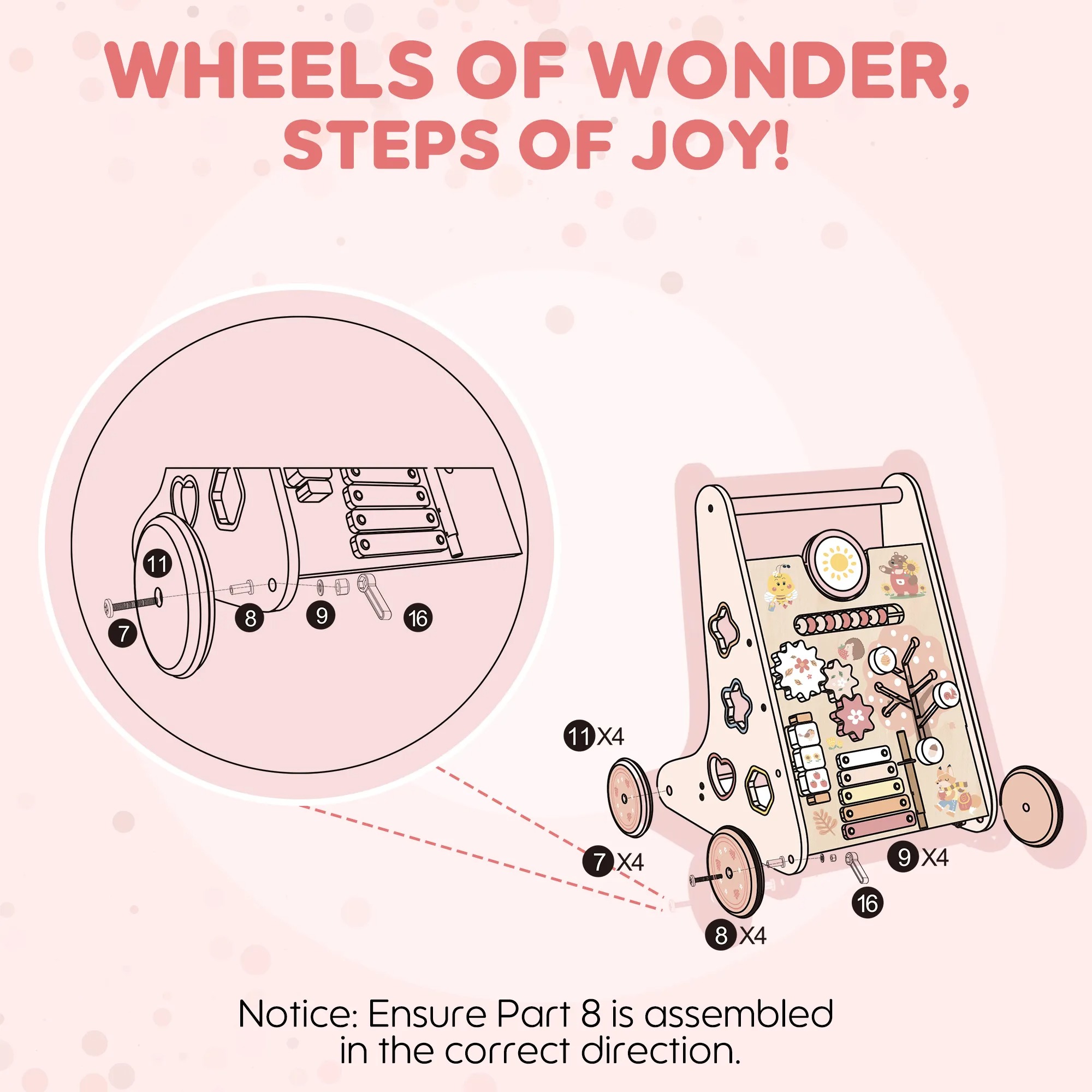 Wooden Baby Push Walker Details