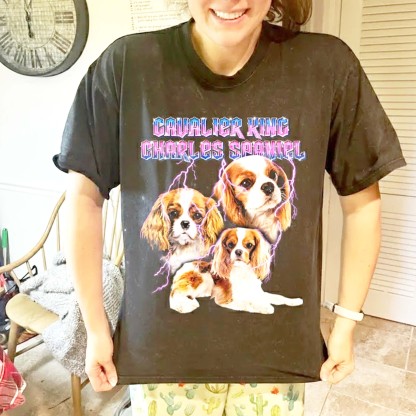 CAVALIER KING CHARLES SPANIEL VINTAGE SHIRT CUSTOM - PET CUSTOM SHIRT