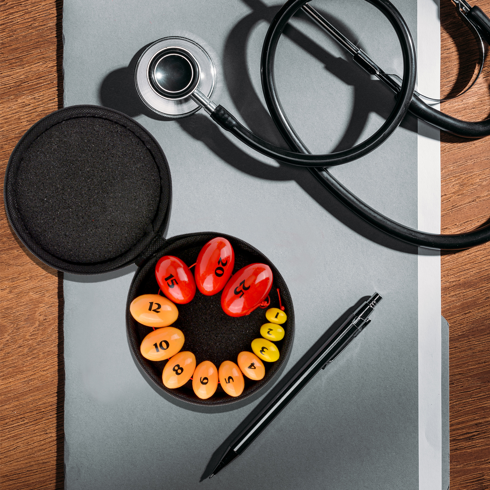 Wooden Prader Orchidometer, Prader Balls