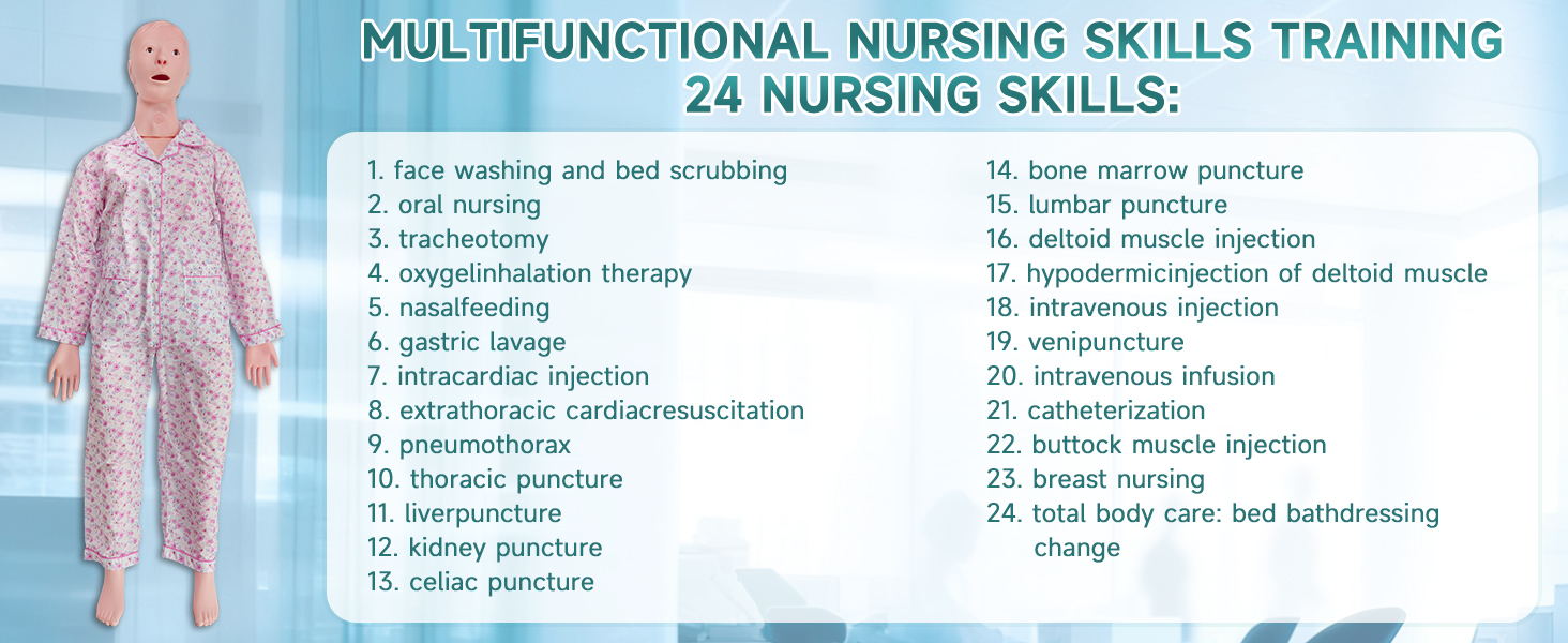 {"default":"Full Body Female Nursing Training Manikin Supporting 24 Clinical Skills Practice"}
