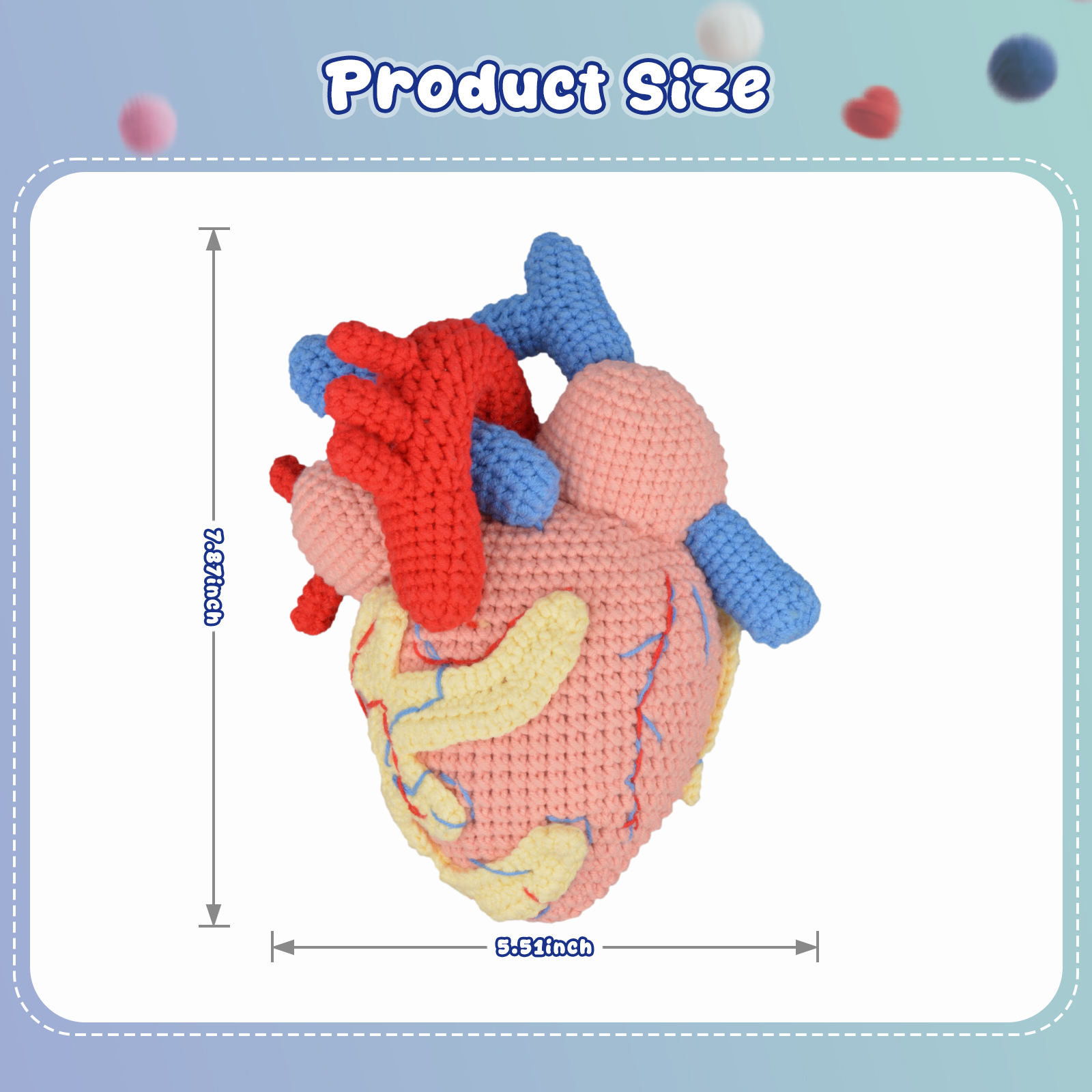 Large Size Crochet Anatomical Heart Plush For Display