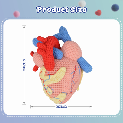Large Size Crochet Anatomical Heart Plush For Display