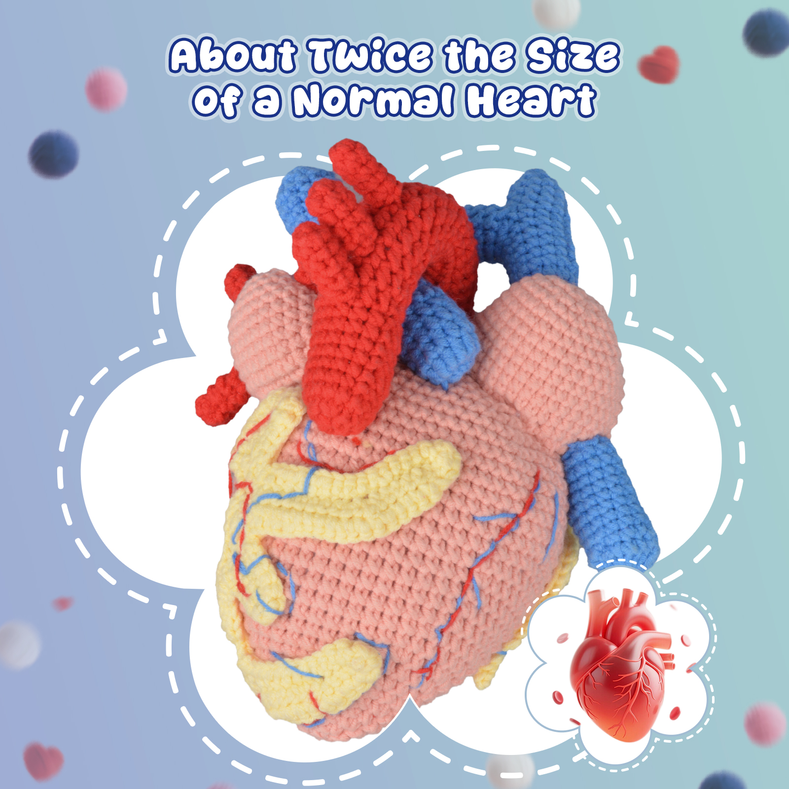 Realistic Crochet Anatomical Heart For Medical Teaching