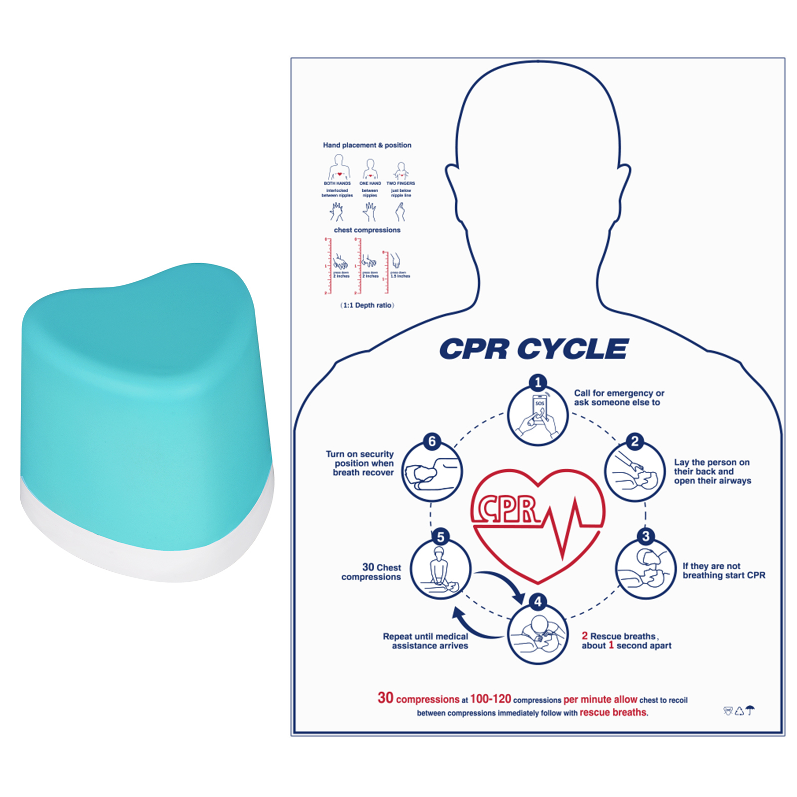 Heart Shape Hand-Only CPR Training Tool 
