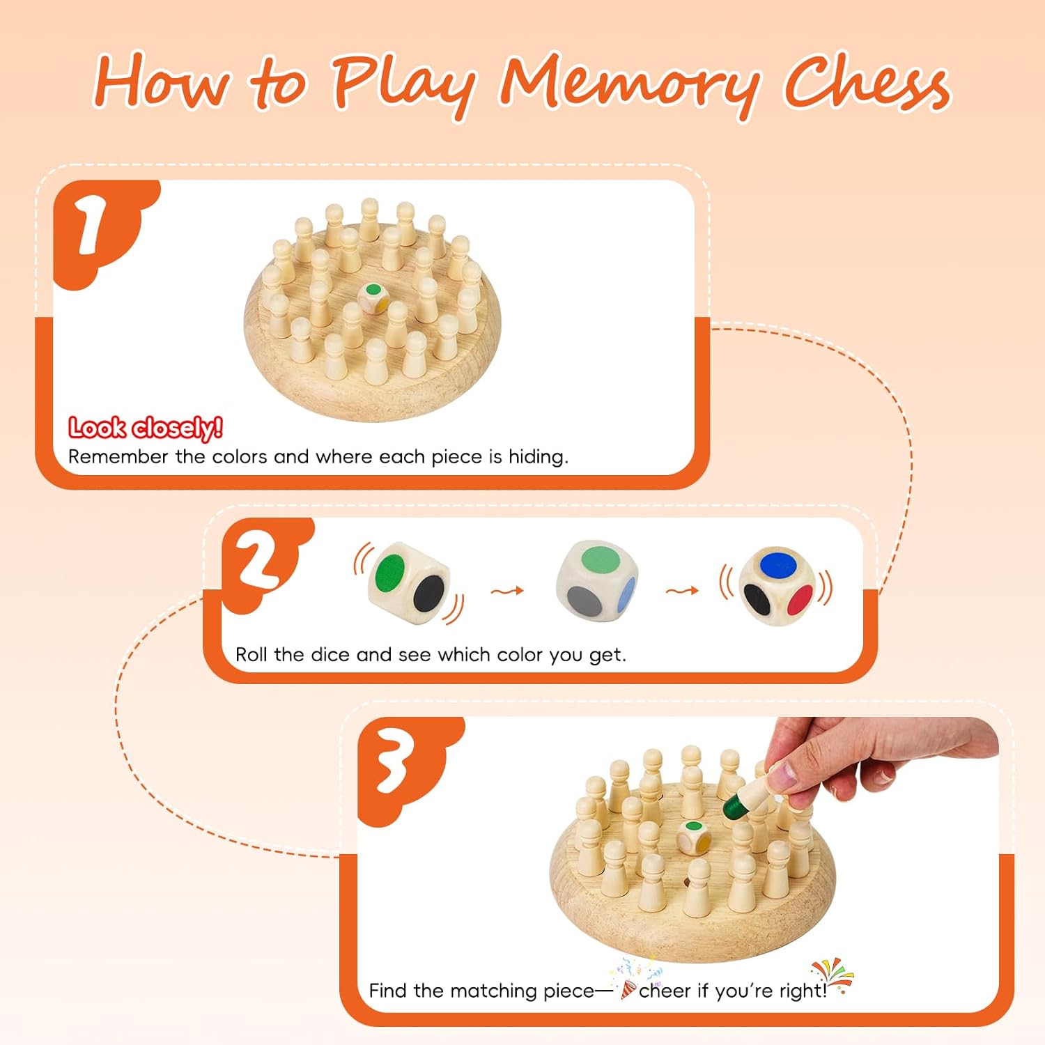 Wooden Color Memory Chess