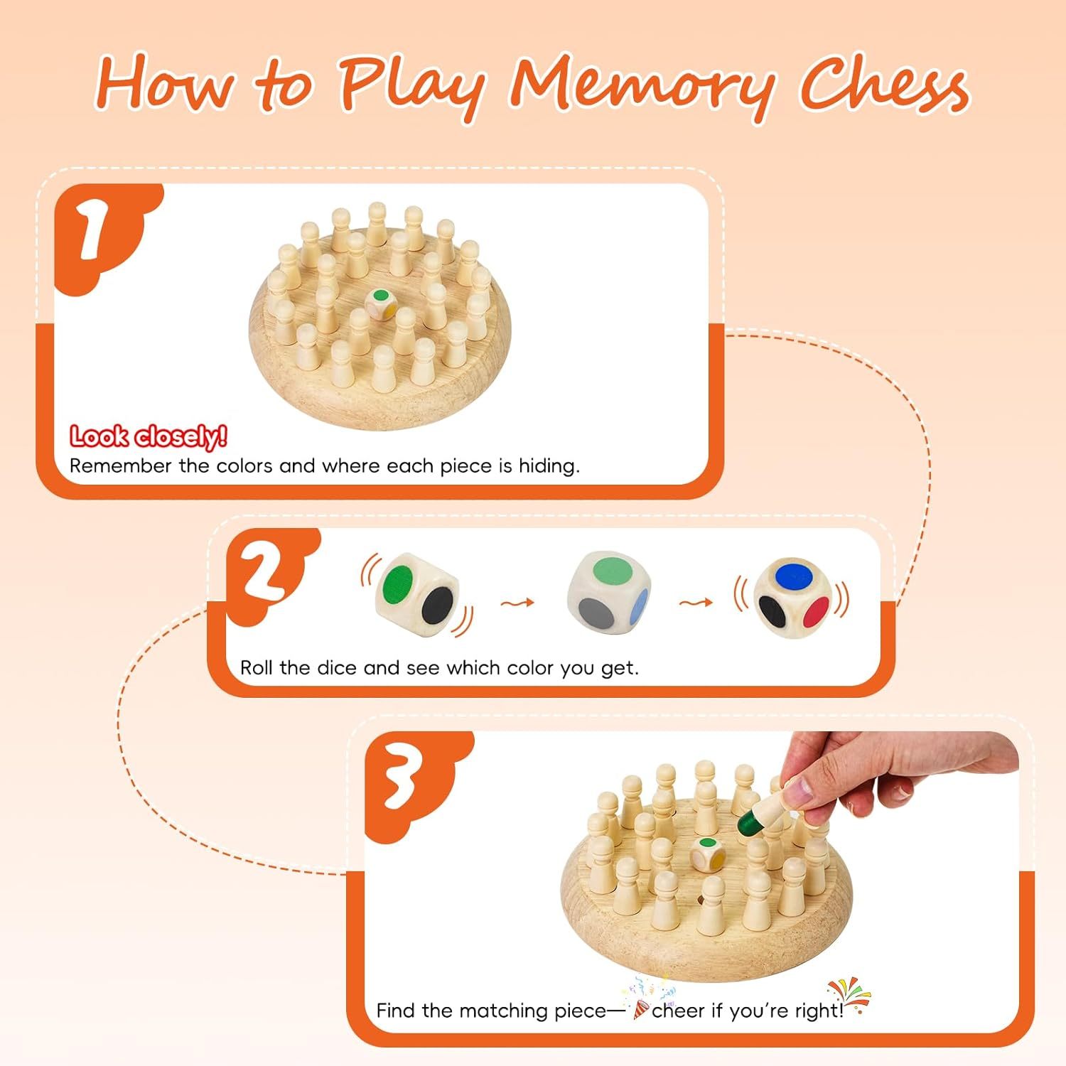 Wooden Color Memory Chess