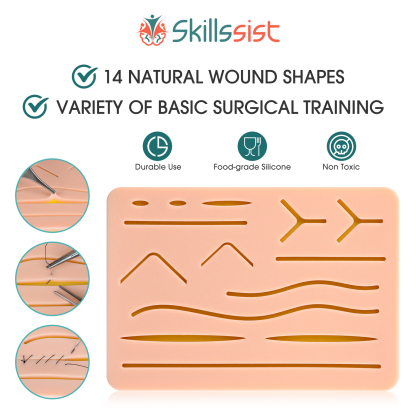 Suture Pad with Sturdy 3 Layers and 14 Pre-Cut Wounds