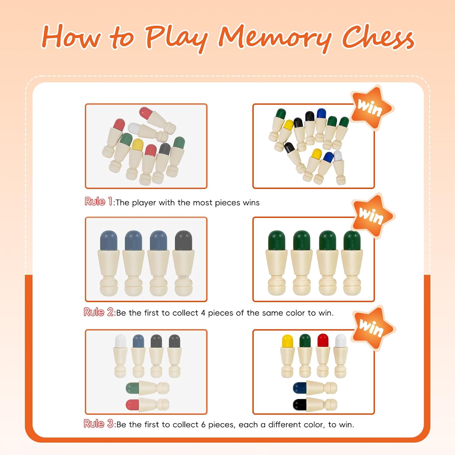 Wooden Color Memory Chess