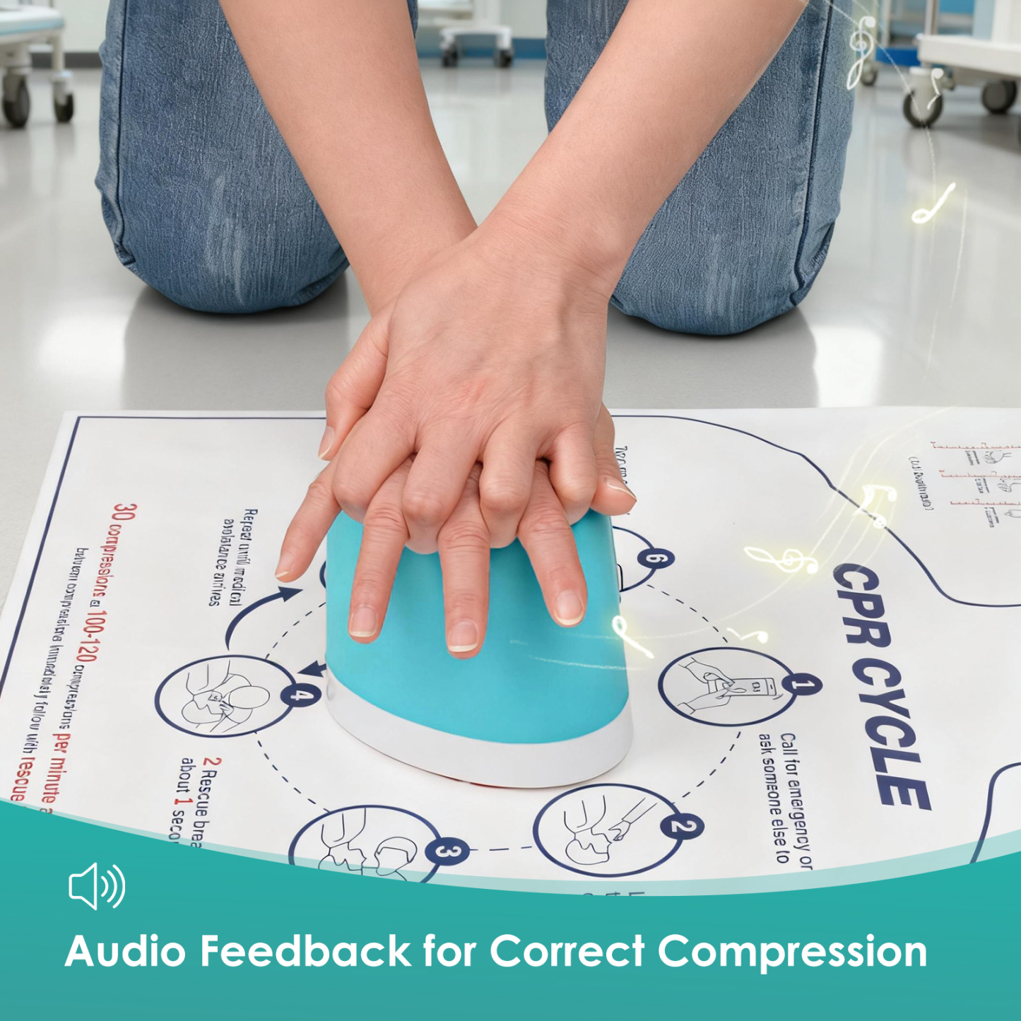 Hand-Only CPR Training Tool With Compression Sound Feedback